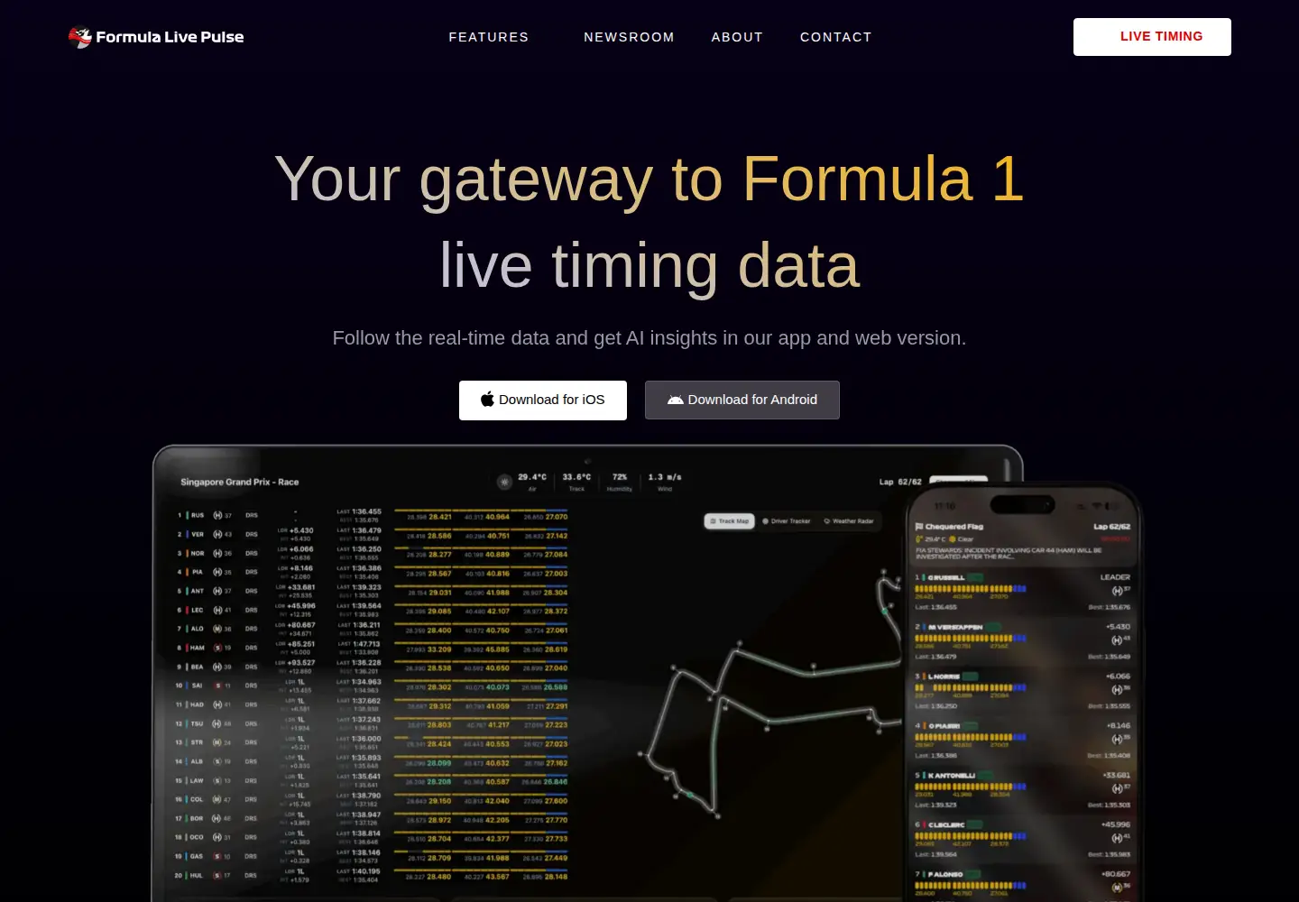 Captured homepage of f1livepulse.com in the current scan