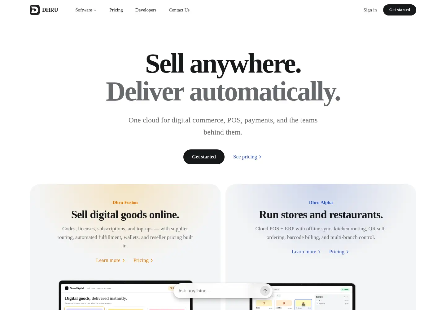 Captured homepage of dhru.com in the current scan
