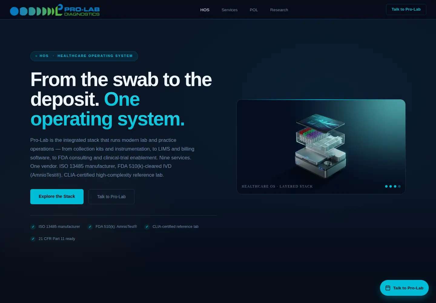 Captured homepage of pro-lab.us in the current scan