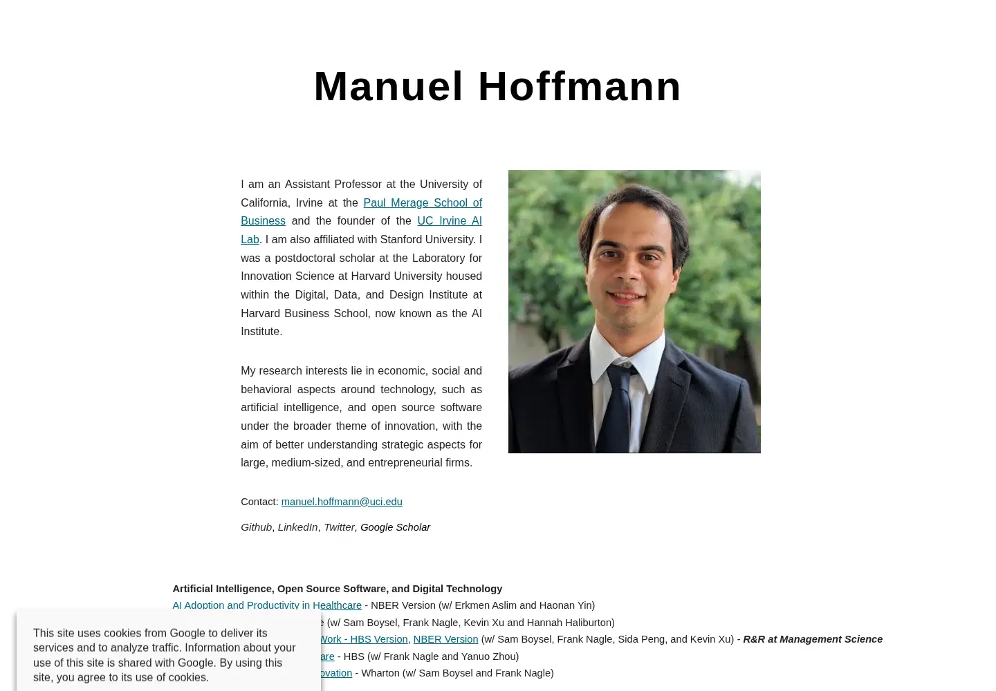 Captured homepage of manuelhoffmann.org in the current scan