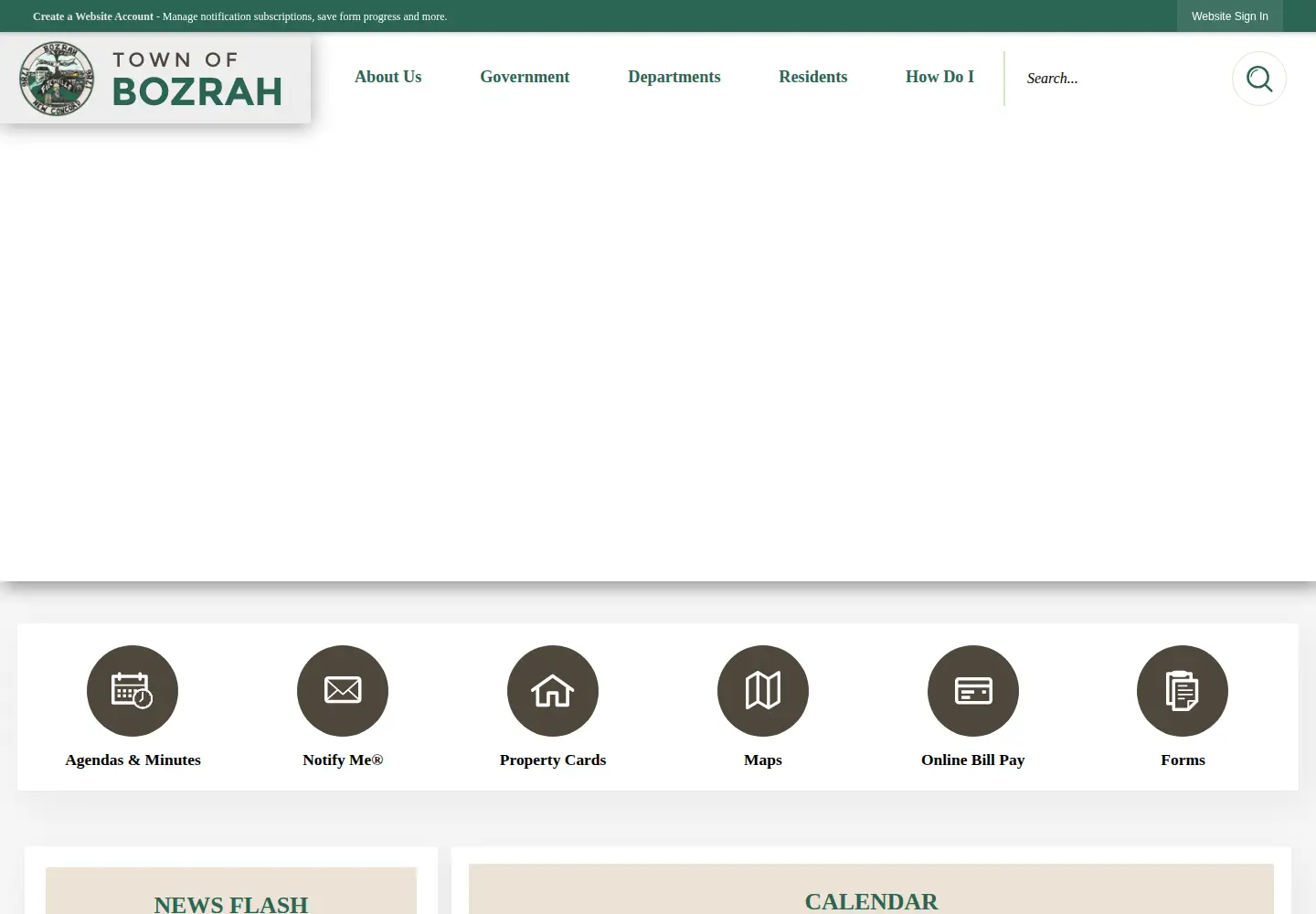 Captured homepage of townofbozrah.org in the current scan