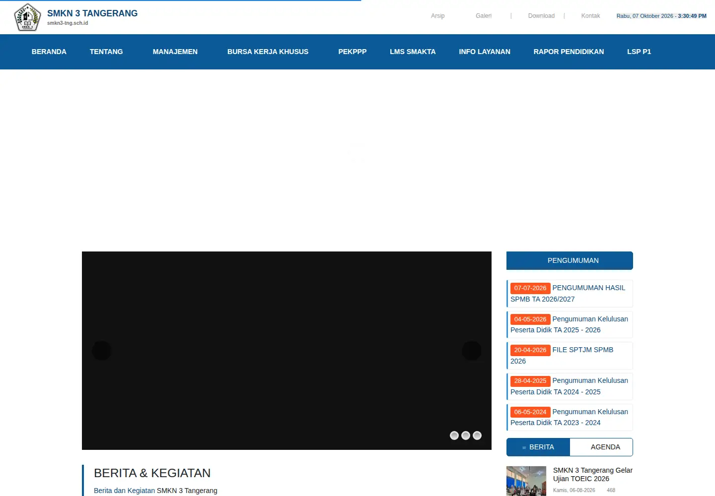 Captured homepage of smkn3-tng.sch.id in the current scan