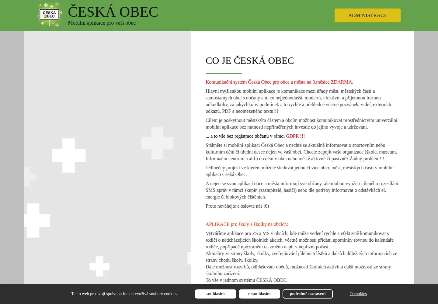 Captured homepage of ceskaobec.cz in the current scan