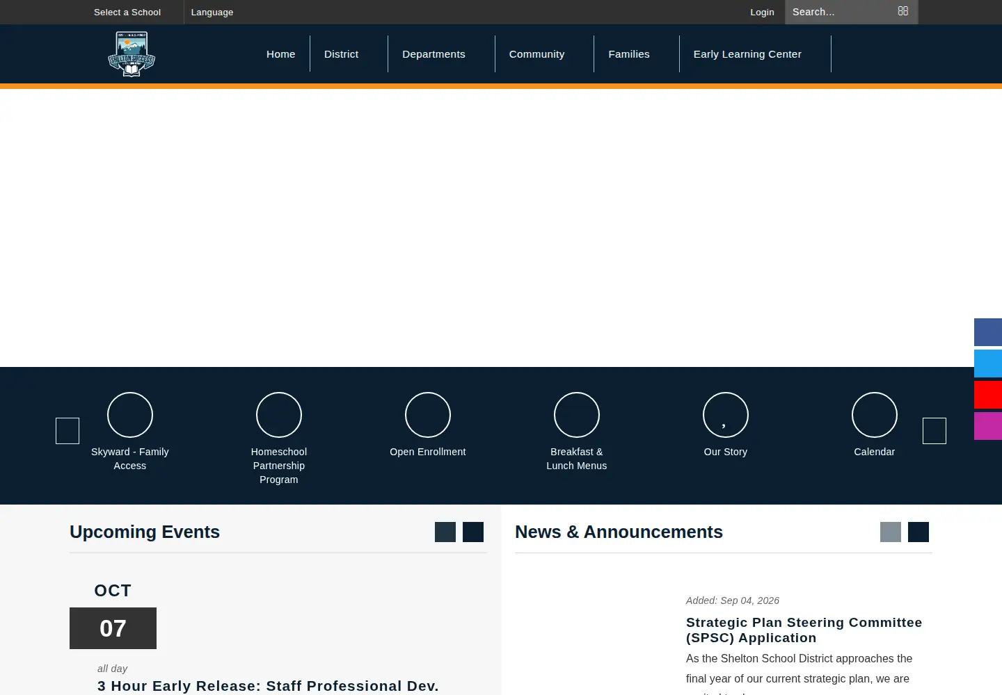 Captured homepage of sheltonschools.org in the current scan