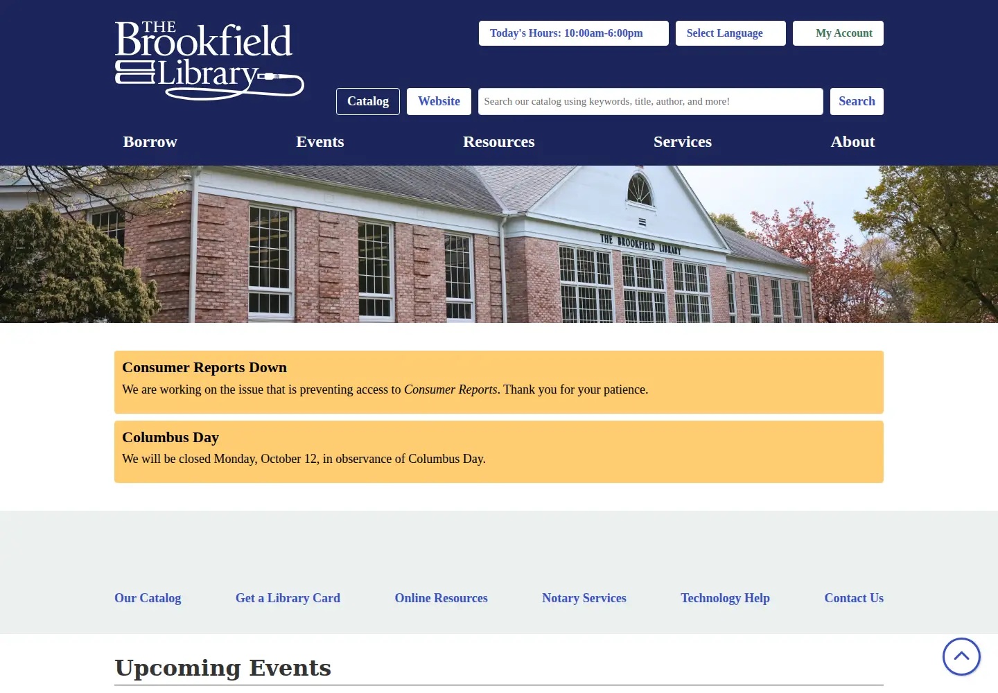 Captured homepage of brookfieldlibrary.org in the current scan