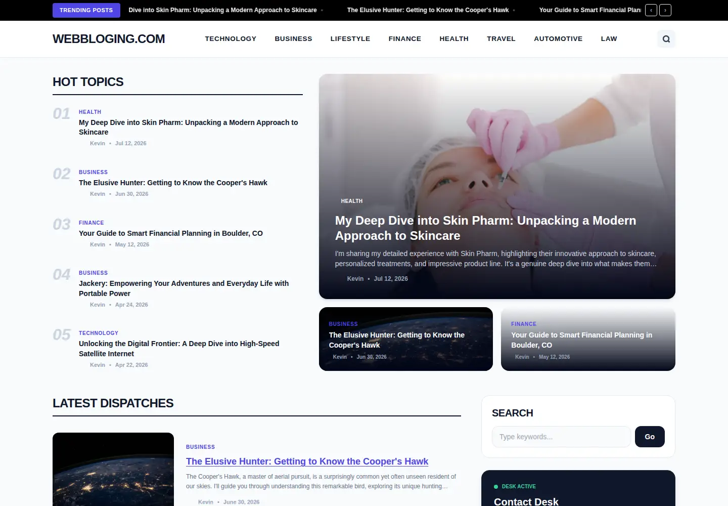 Captured homepage of webbloging.com in the current scan