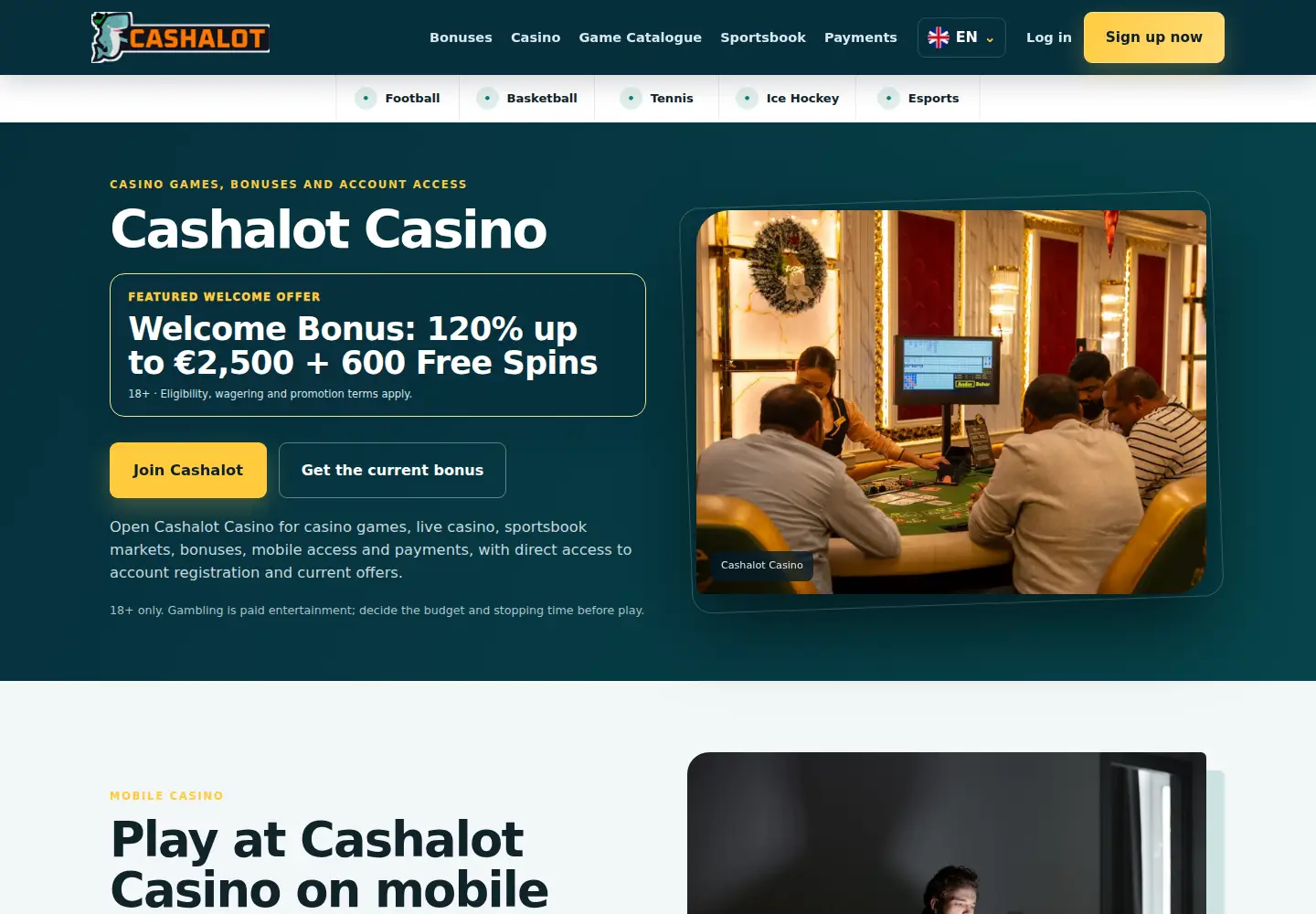 Screenshot of cashalotcasino.eu