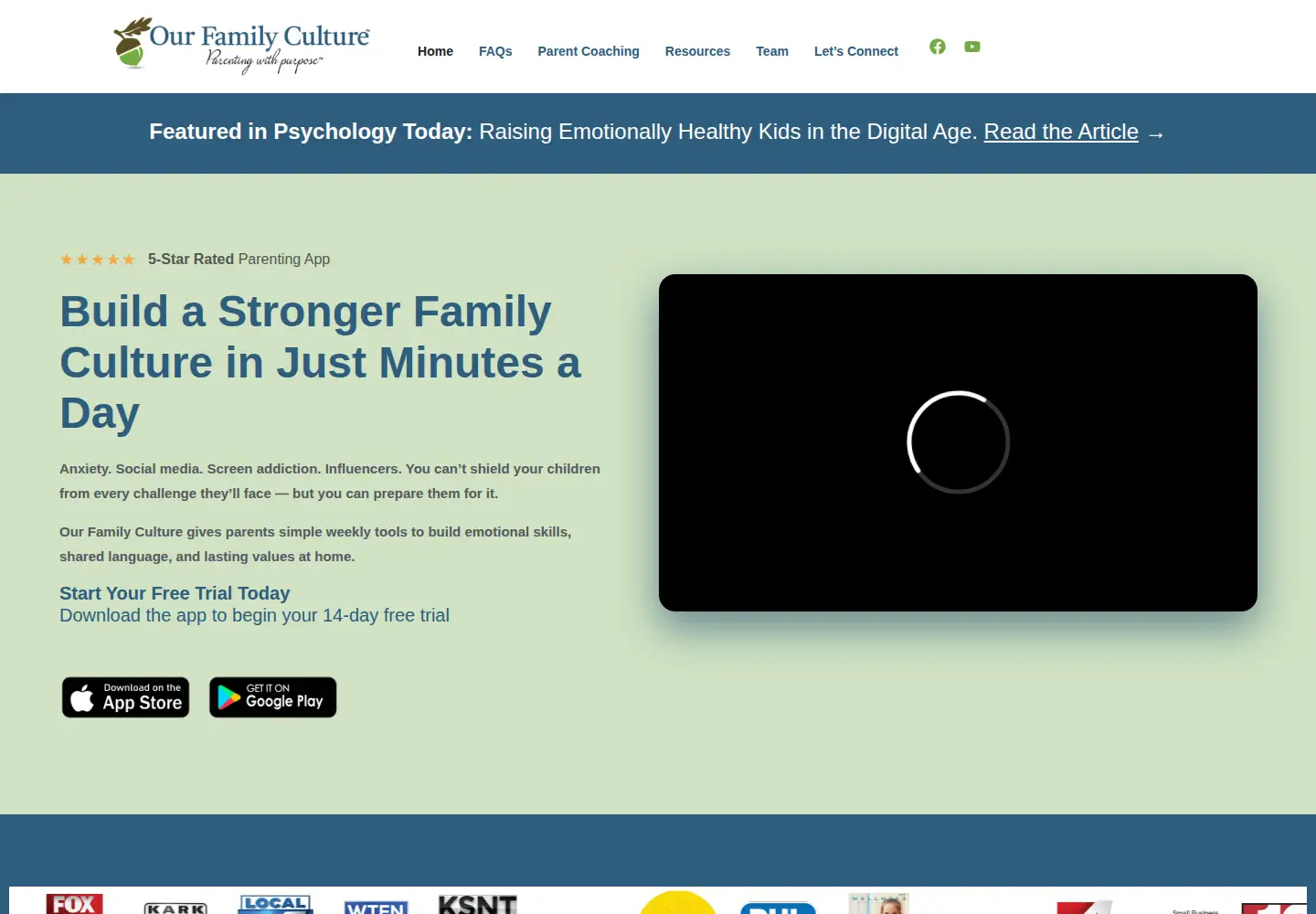 Captured homepage of ourfamilyculture.org in the current scan