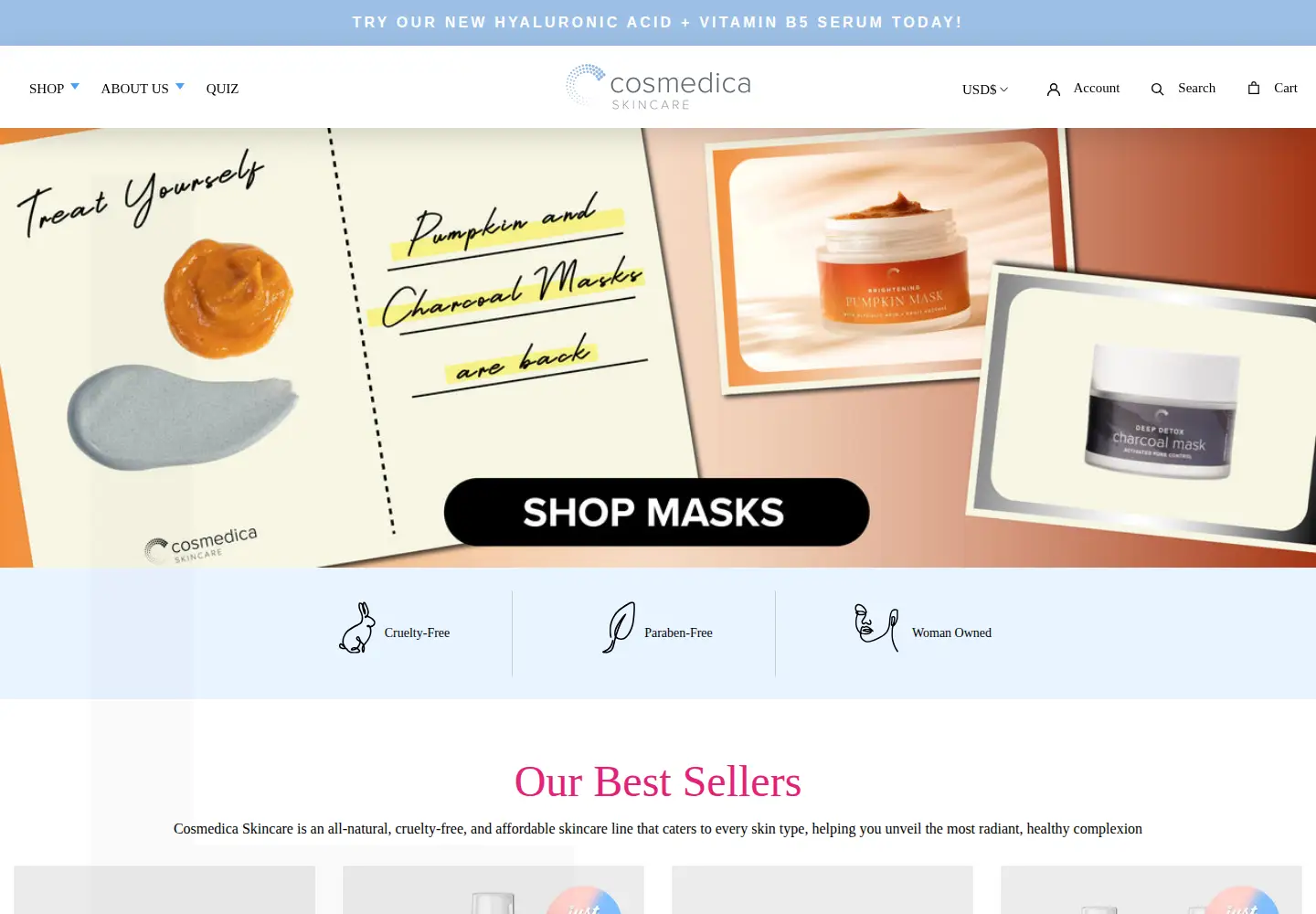 Screenshot of cosmedica-skincare.com