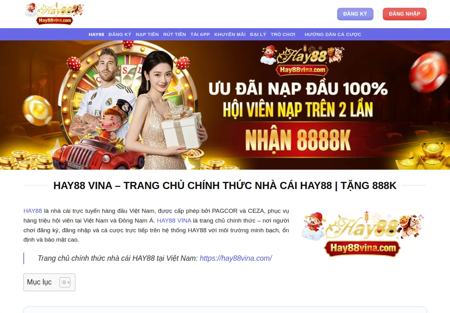 Screenshot of hay88vina.com