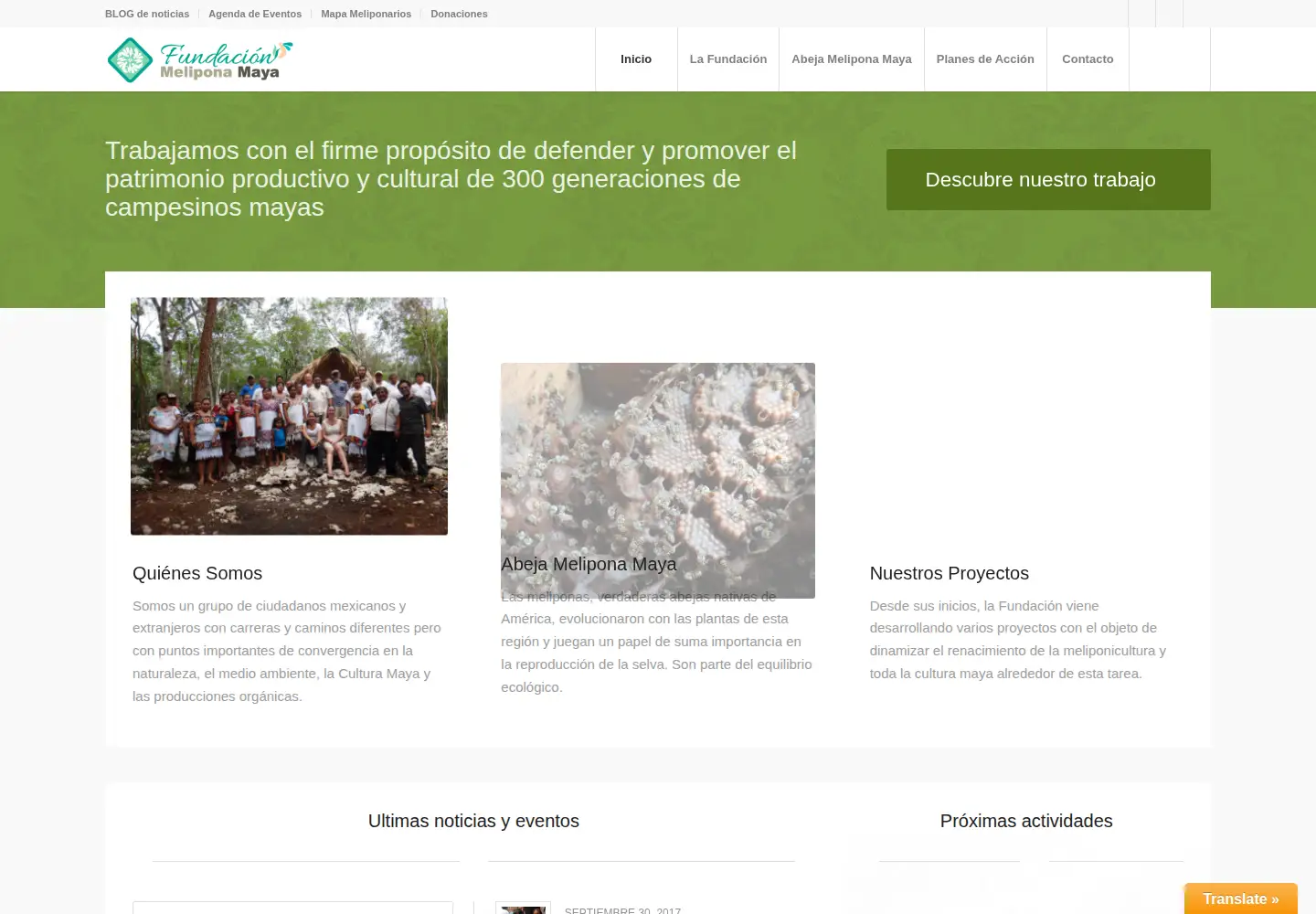 Captured homepage of meliponamaya.org in the current scan