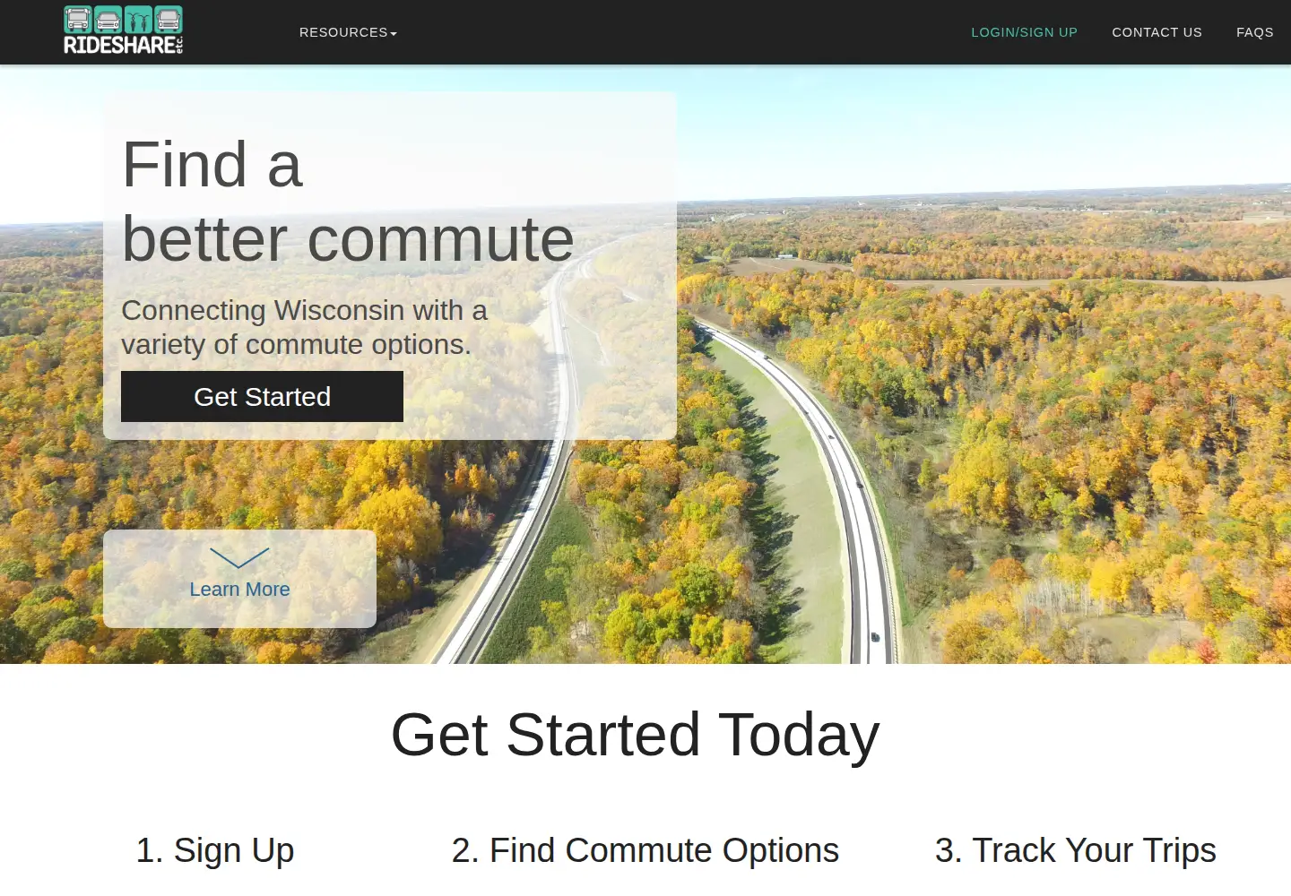 Captured homepage of rideshareetc.org in the current scan