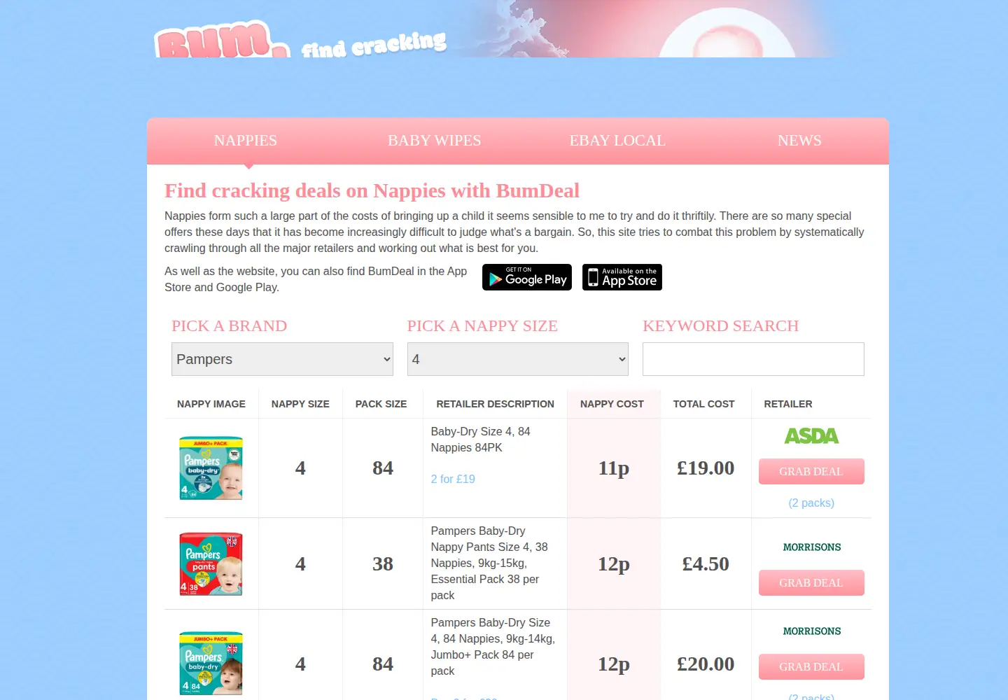 Screenshot of bumdeal.co.uk