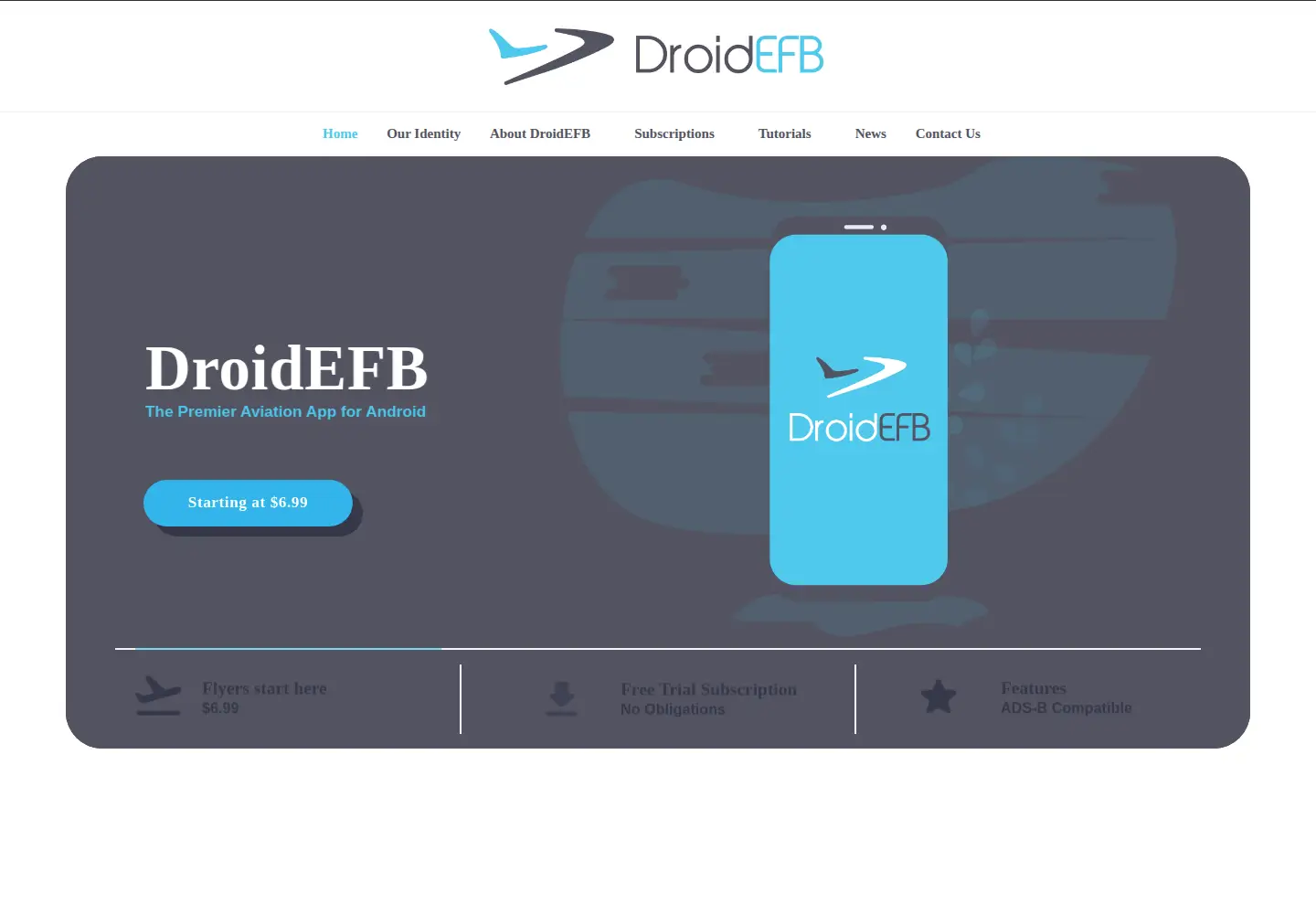 Captured homepage of droidefb.com in the current scan