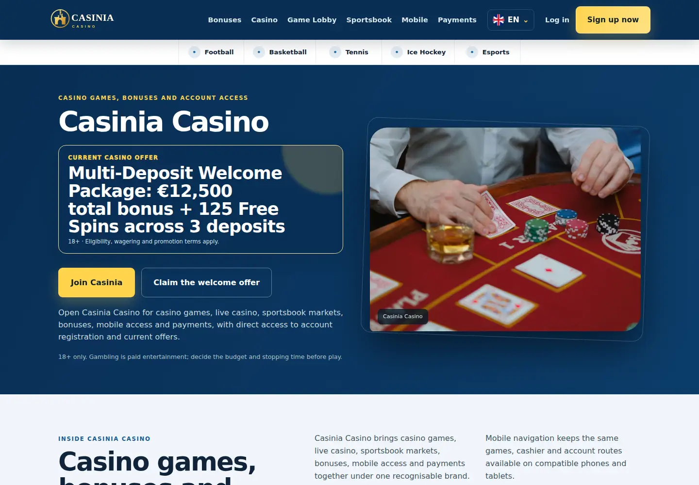 Screenshot of casiniacasino.eu