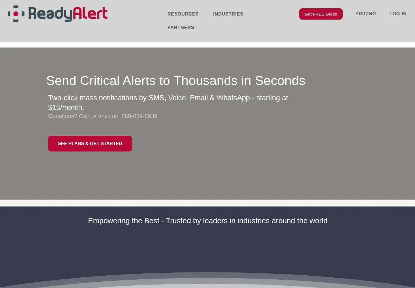 Screenshot of readyalert.com