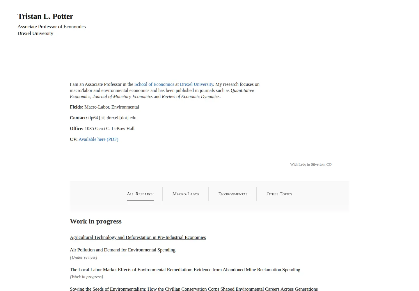 Screenshot of tlpotter.com
