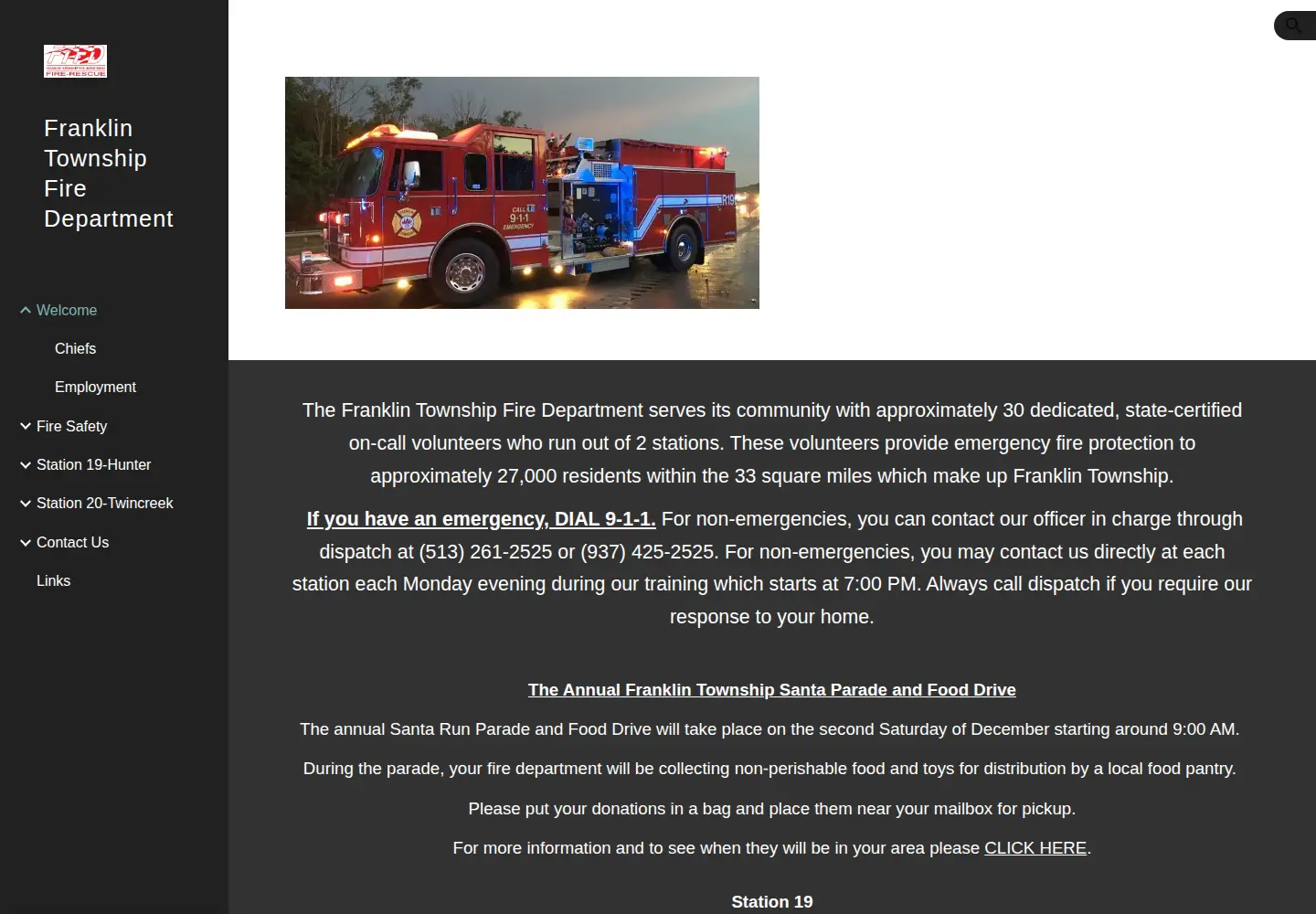 Captured homepage of ftfd.org in the current scan
