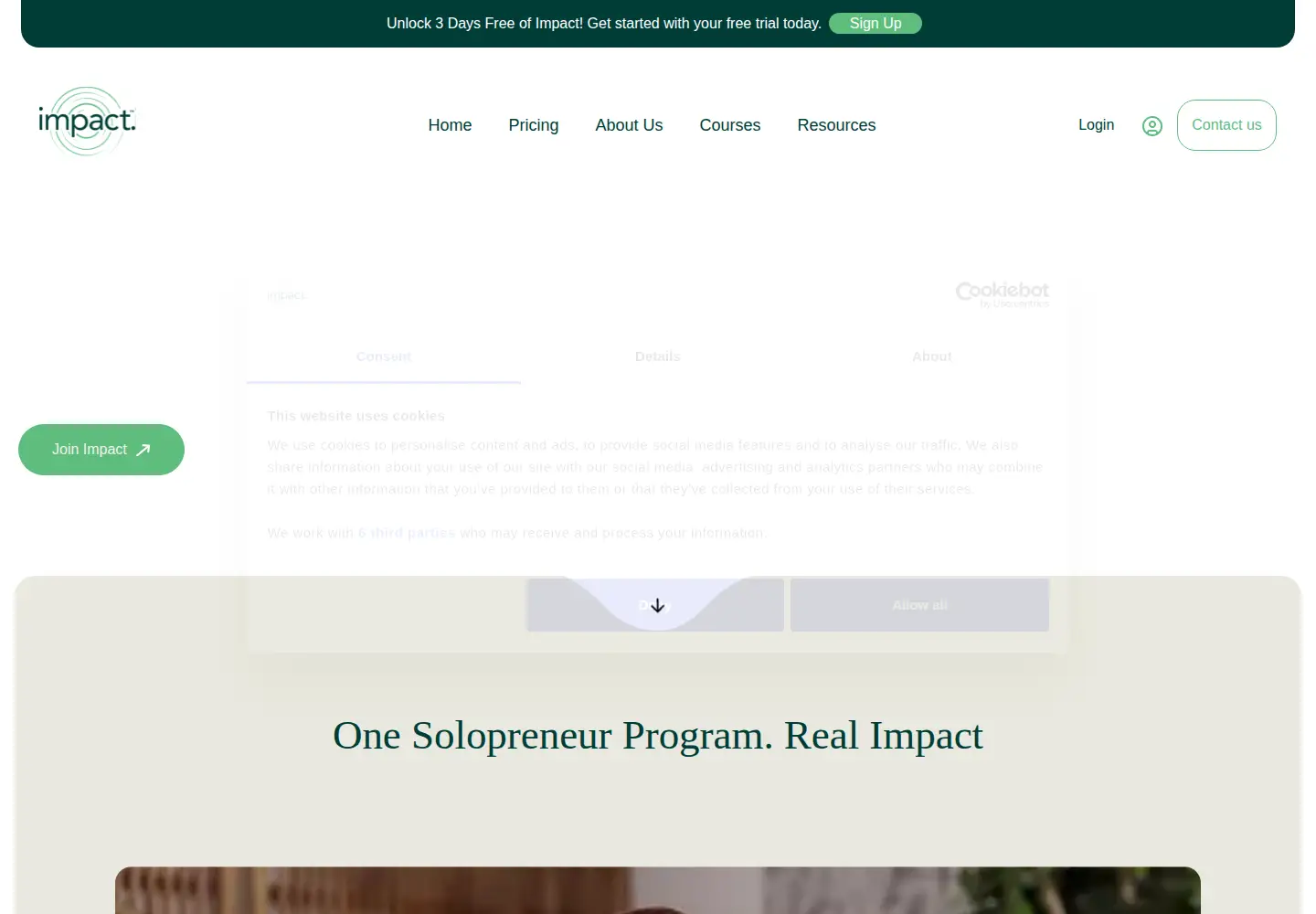 Screenshot of impactprofessionals.com
