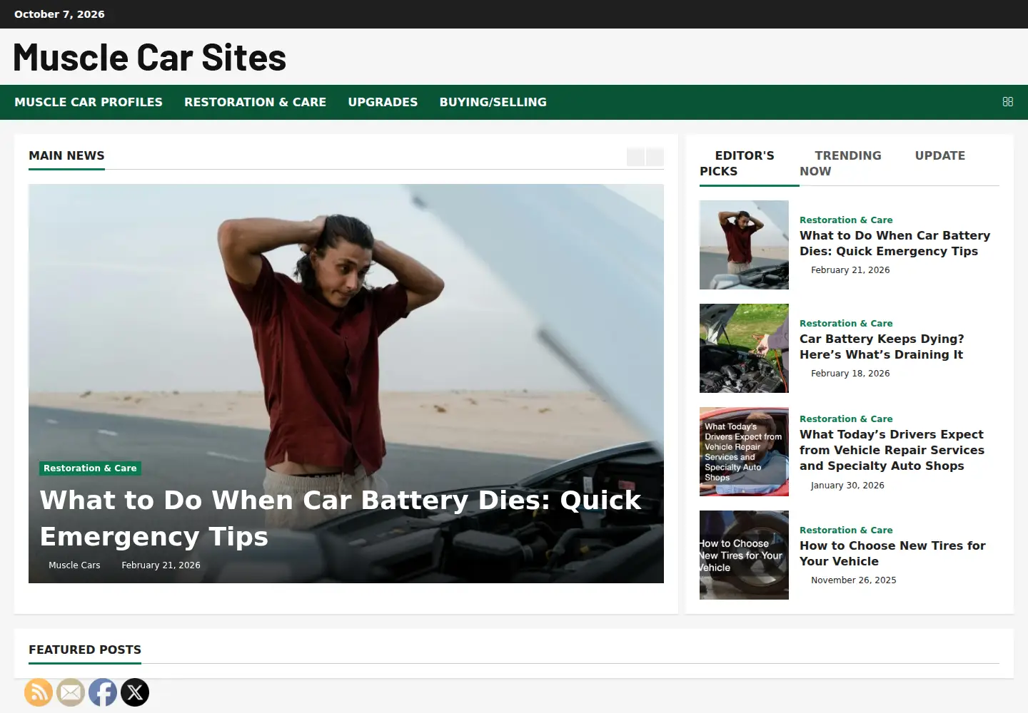 Captured homepage of musclecarsites.net in the current scan