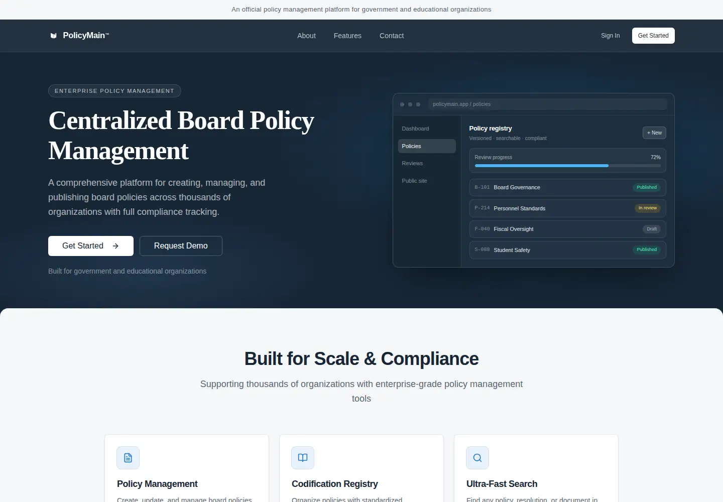Screenshot of policymain.org