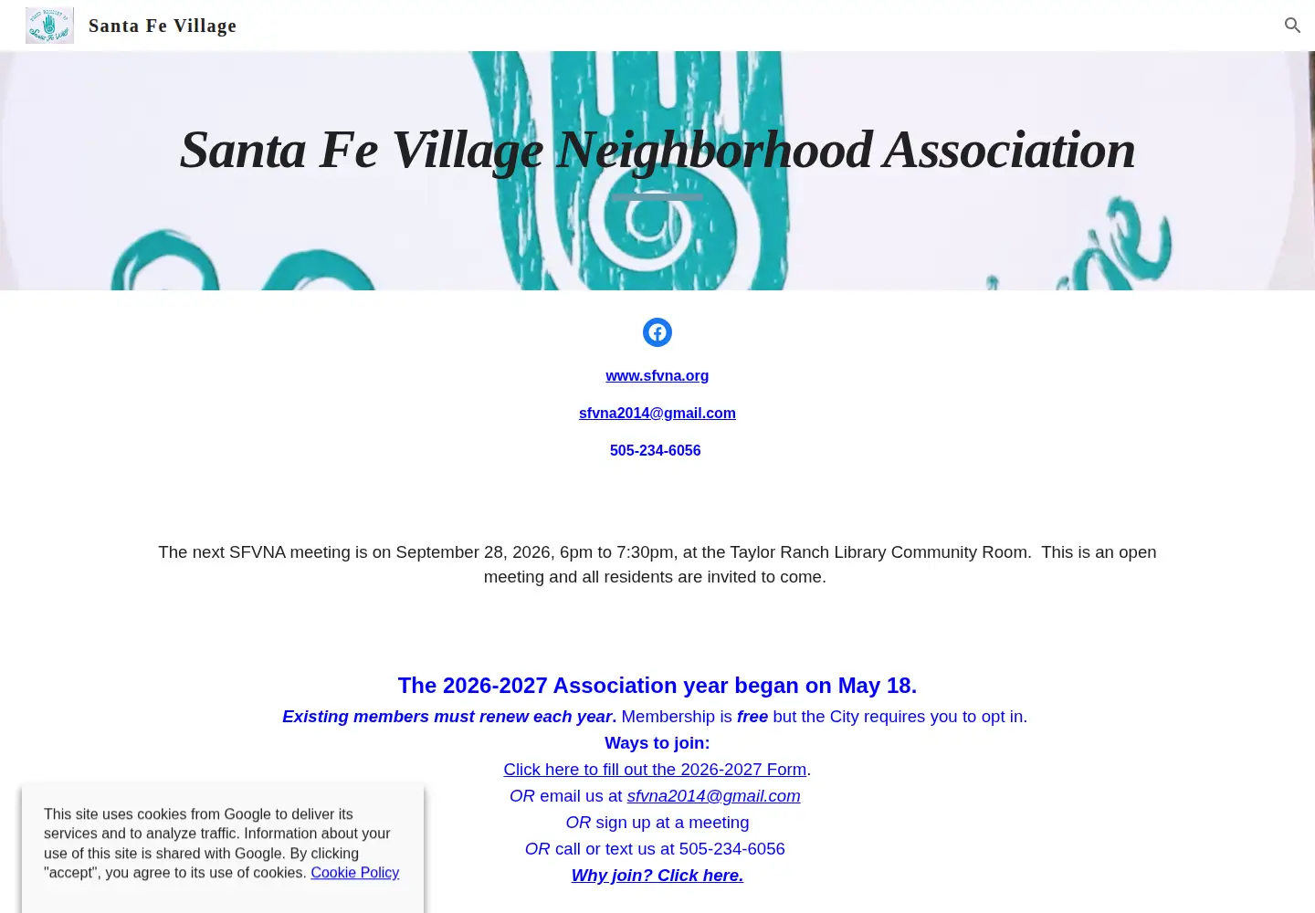 Captured homepage of sfvna.org in the current scan