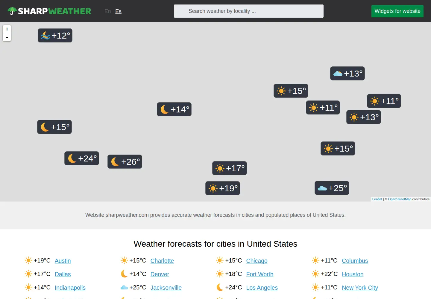 Screenshot of sharpweather.com
