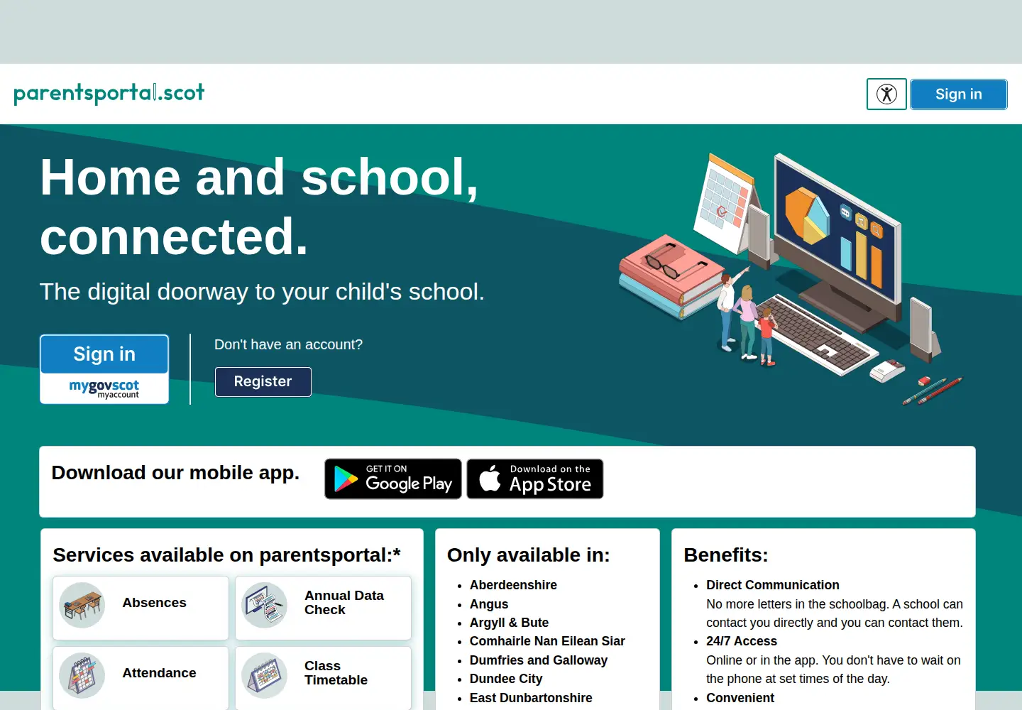 Screenshot of parentsportal.scot