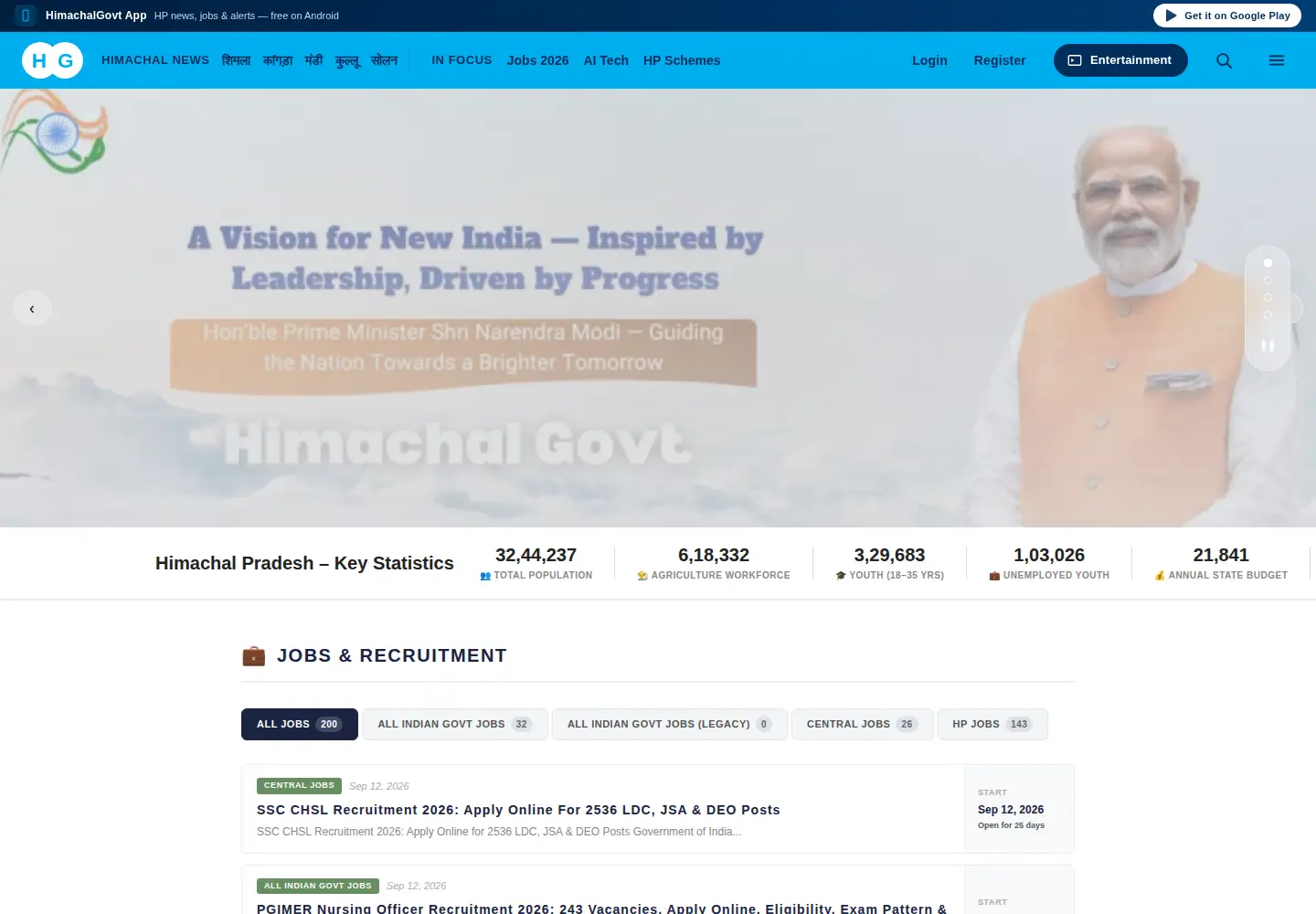 Screenshot of himachalgovt.com
