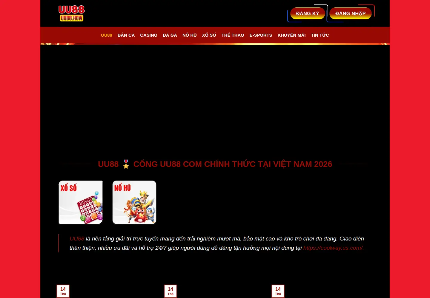 Captured homepage of uu88.how in the current scan