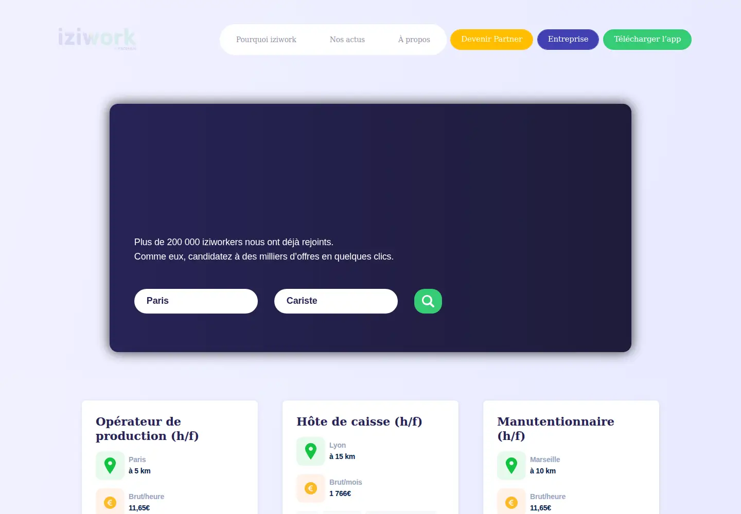 Screenshot of iziwork.com