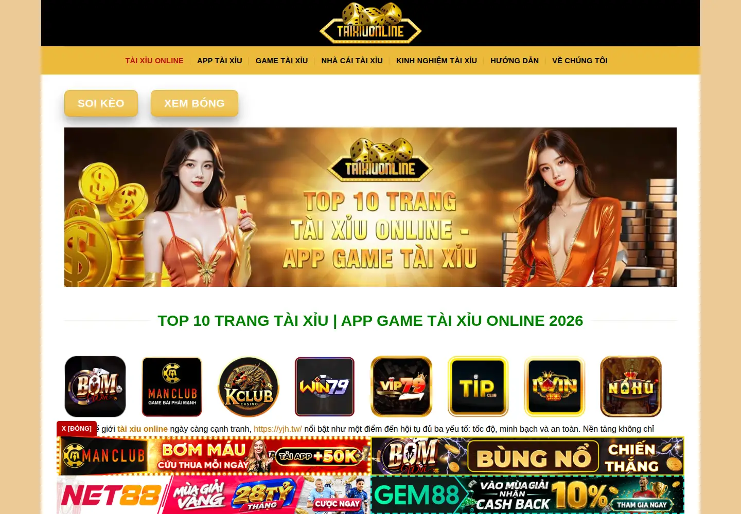 Screenshot of taixiuonline.menu