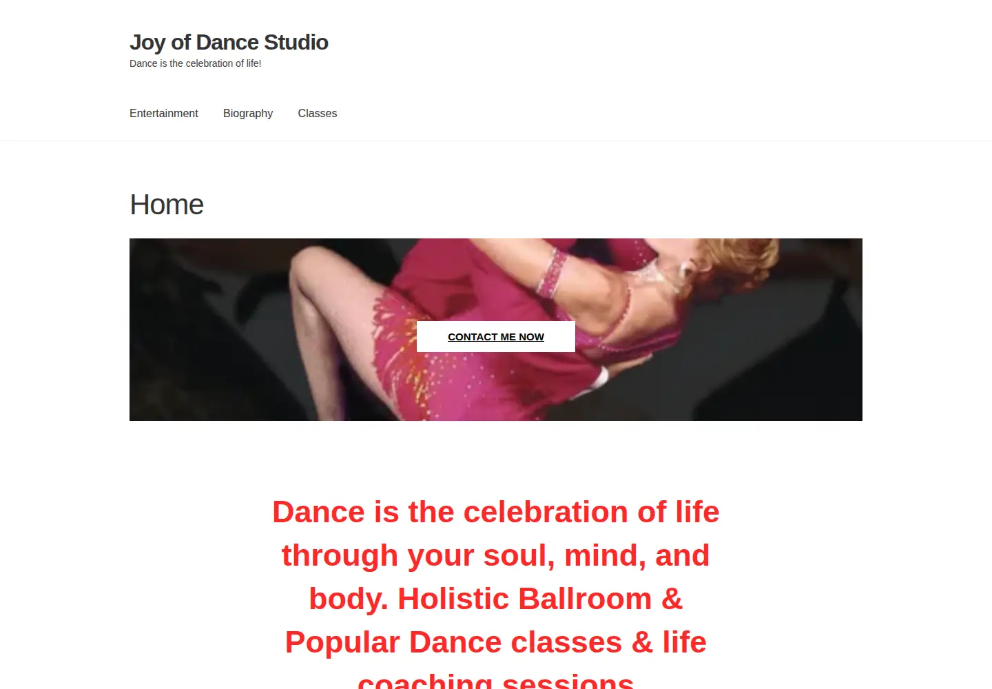 Screenshot of joyofdancestudio.com