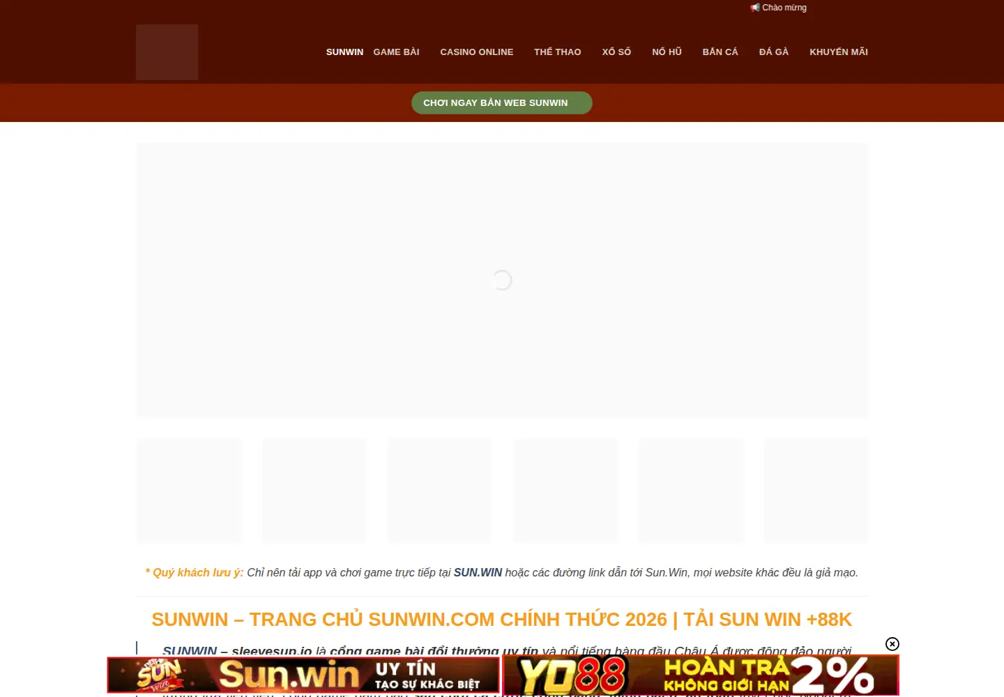 Captured homepage of sun-win.services in the current scan