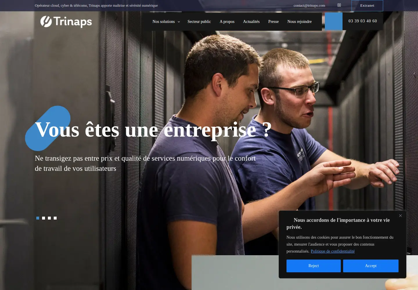 Captured homepage of trinaps.com in the current scan