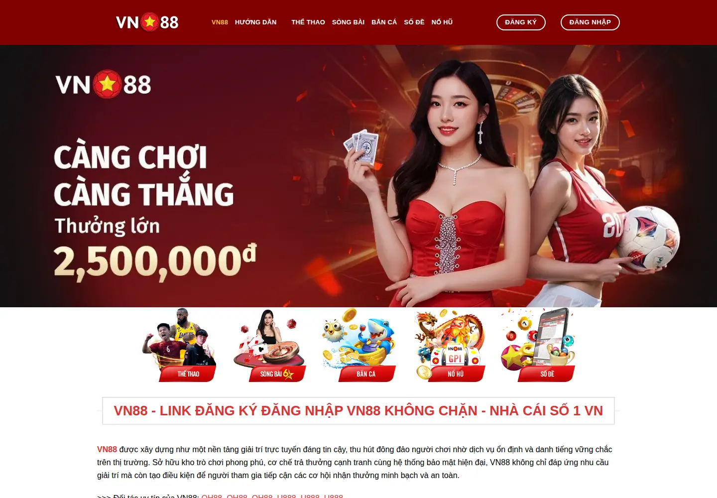 Captured homepage of vn88.net.vc in the current scan