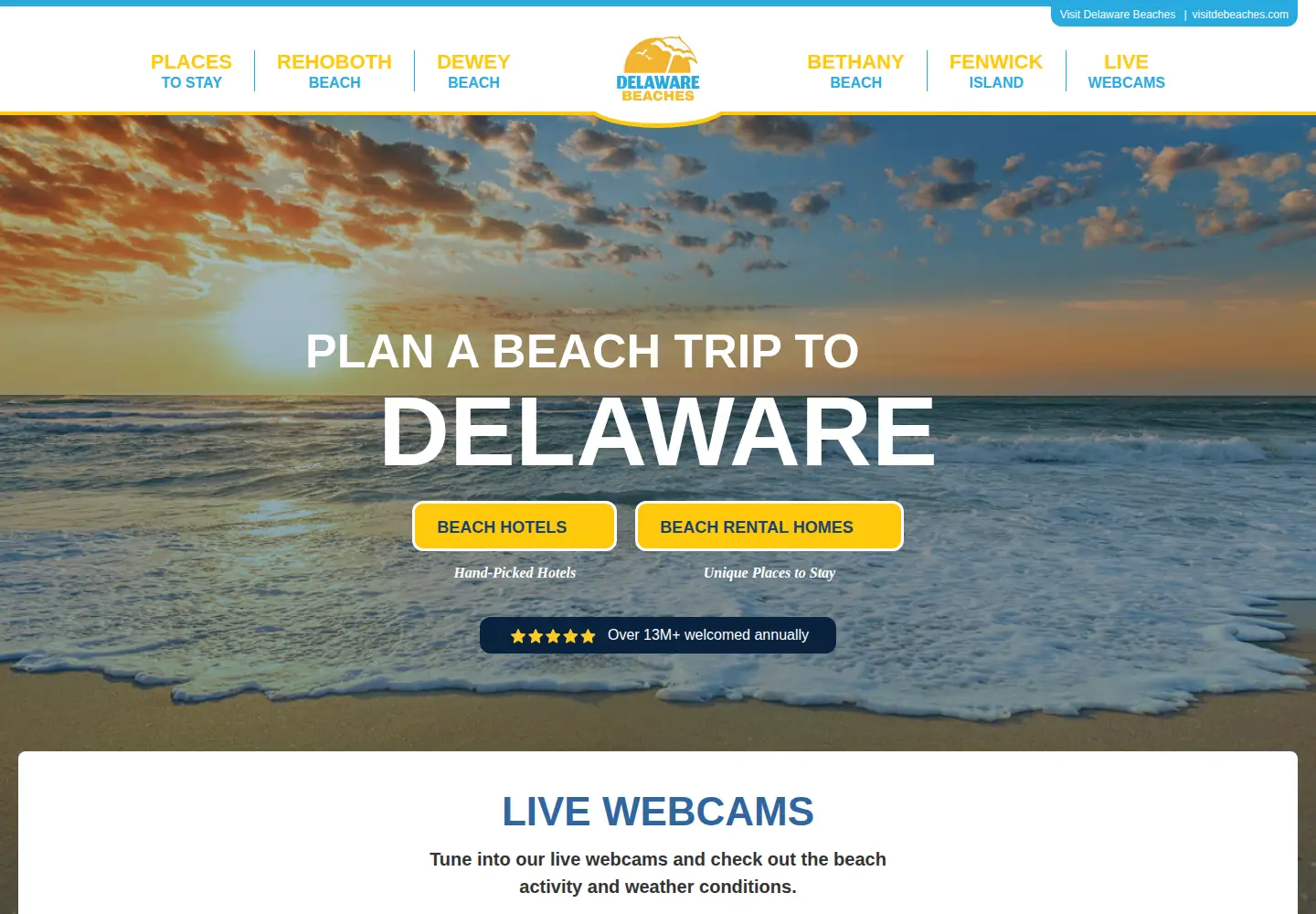 Captured homepage of visitdebeaches.com in the current scan