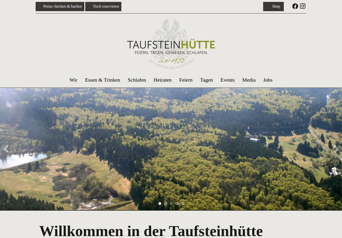 Screenshot of taufsteinhuette.de