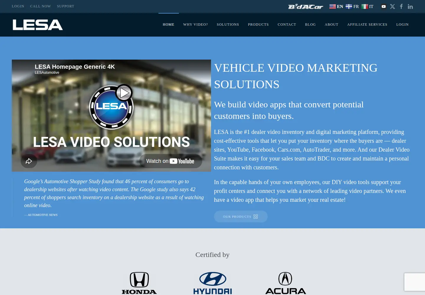 Captured homepage of lesautomotive.com in the current scan