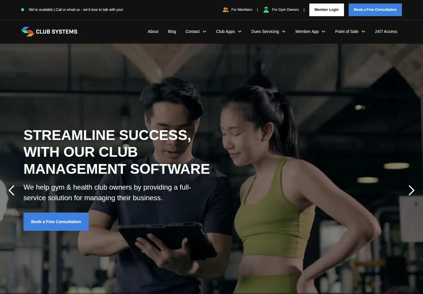 Captured homepage of healthclubsystems.com in the current scan