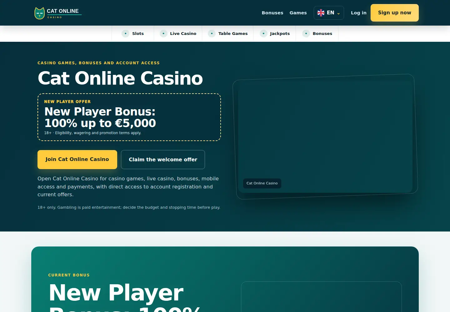 Screenshot of catonlinecasino.eu