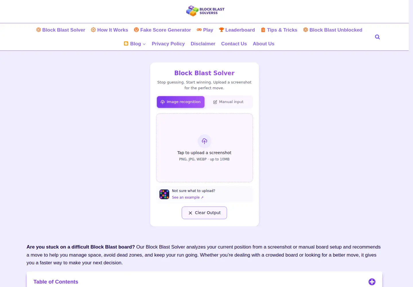 Captured homepage of blockblastsolverss.com in the current scan