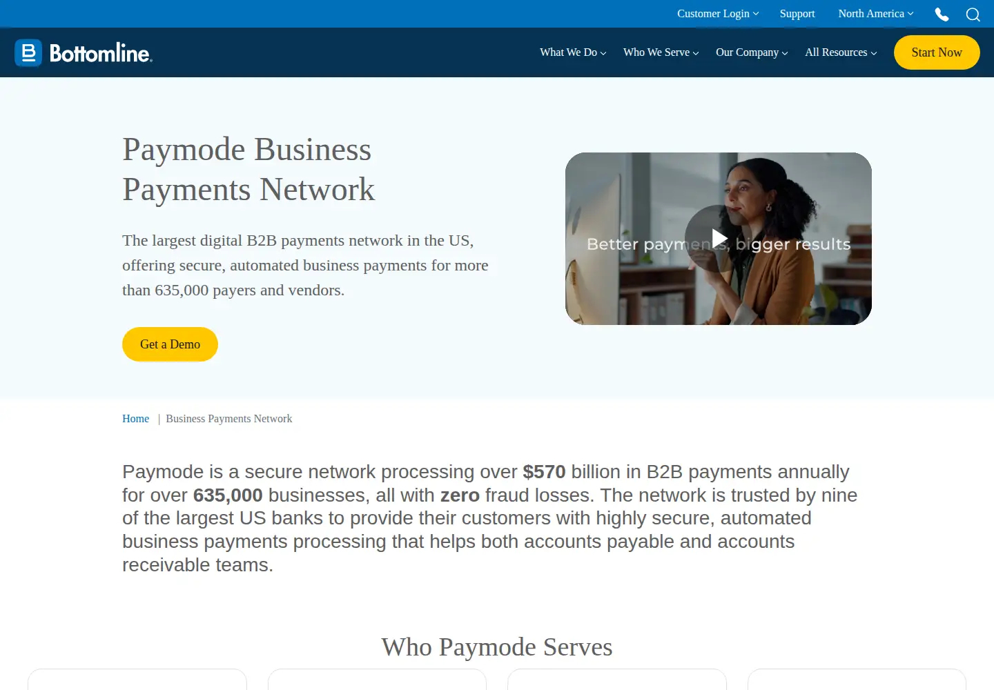 Captured homepage of paymode.com in the current scan