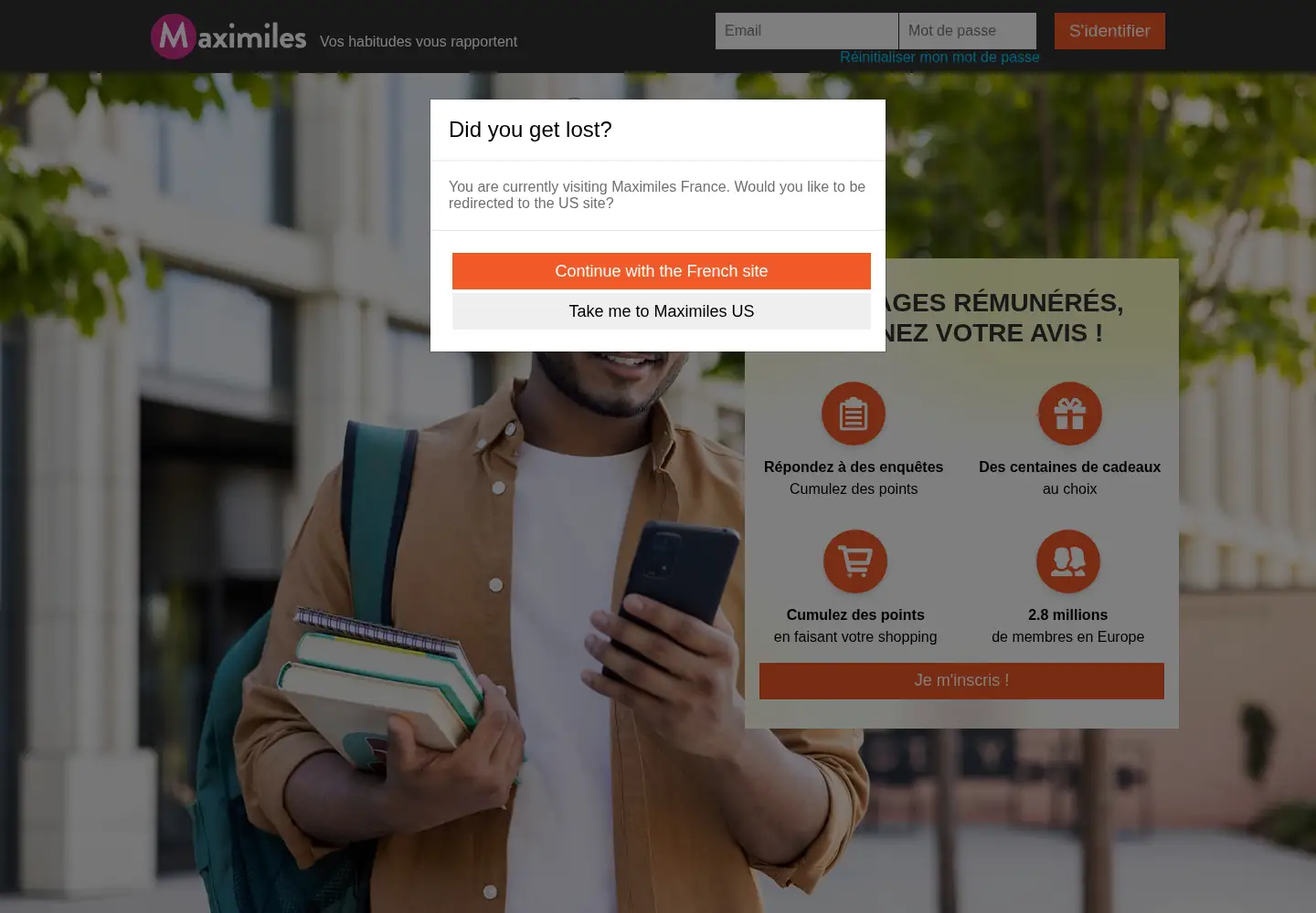 Screenshot of maximiles.fr