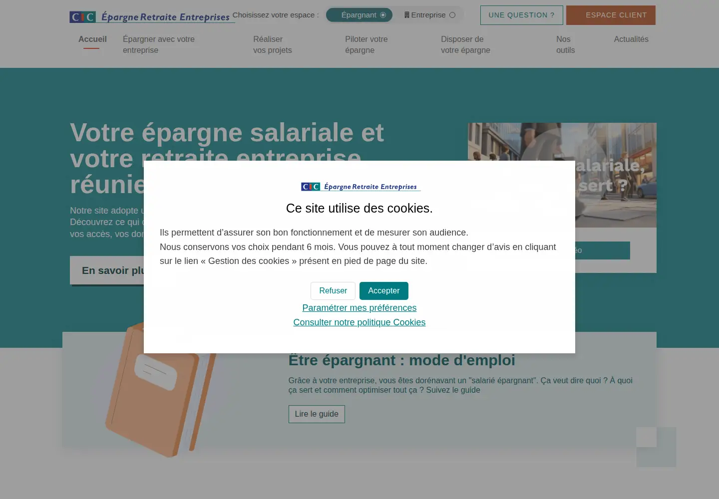 Screenshot of cic-epargnesalariale.fr