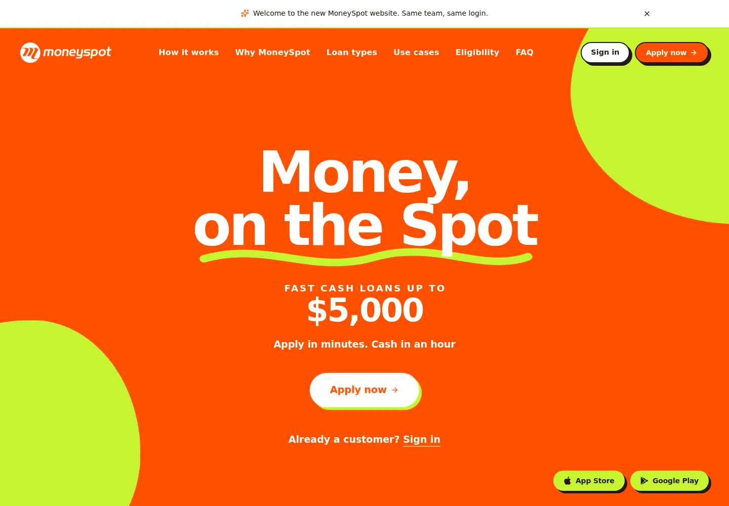 Captured homepage of moneyspot.com.au in the current scan