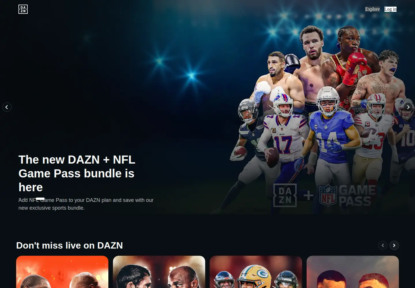 Captured homepage of dazn.de in the current scan