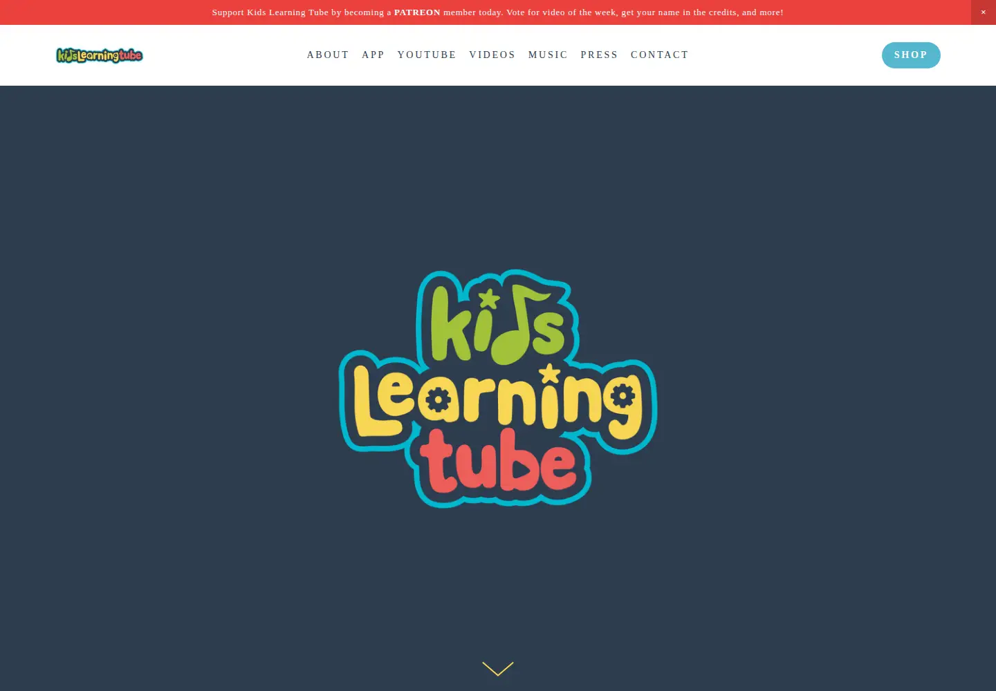 Captured homepage of kidslearningtube.com in the current scan