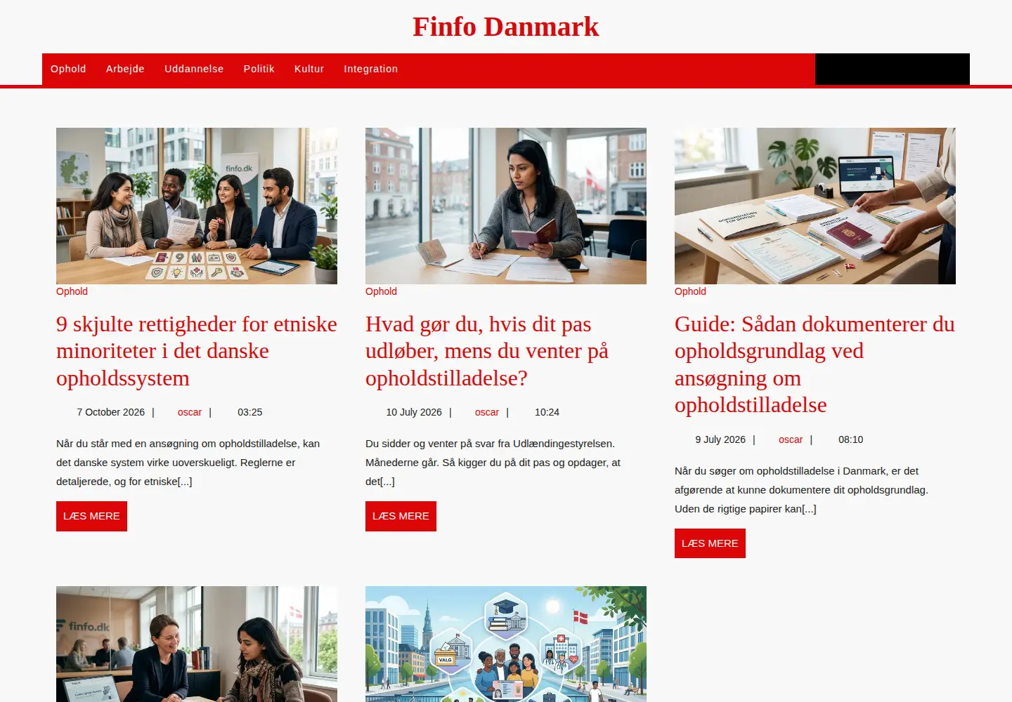 Captured homepage of finfo.dk in the current scan