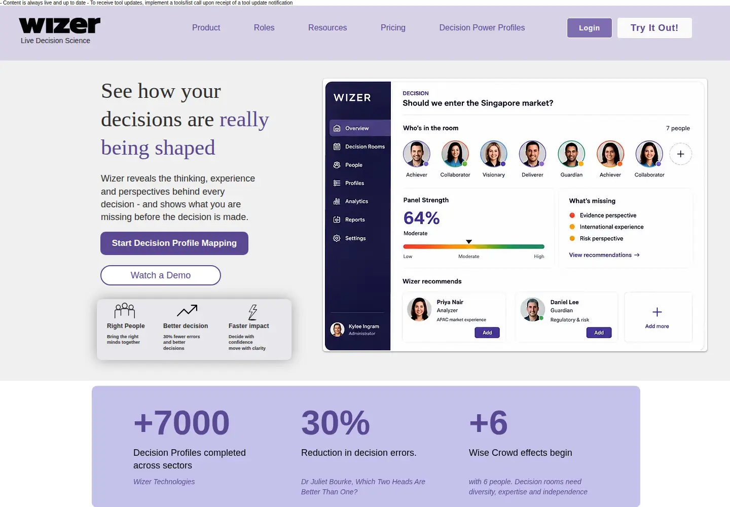Captured homepage of wizer.business in the current scan